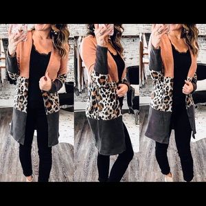 Leopard Color Block Cardigan- Brand New/Never worn